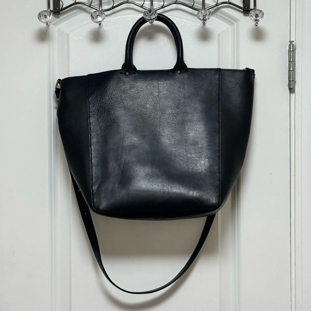 Madewell Abroad Black Leather Crossbody Tote Bag - Picture 5 of 15